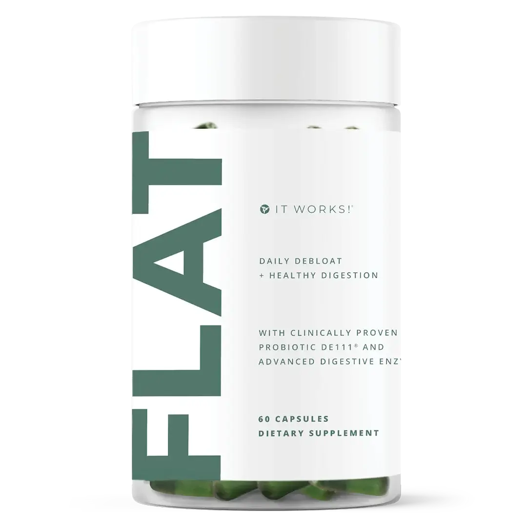 It Works FLAT Daily Debloat + Digestive Wellness 60 capsules per jar