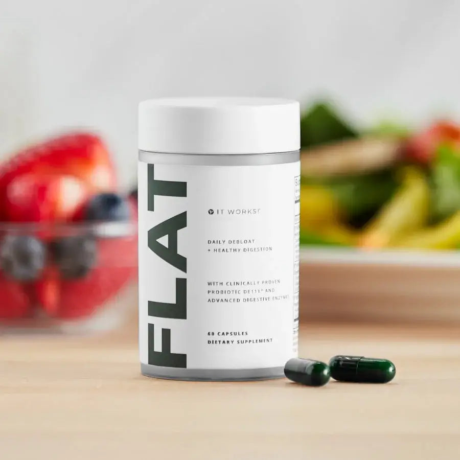 It Works FLAT Daily Debloat + Digestive Wellness 60 capsules per jar