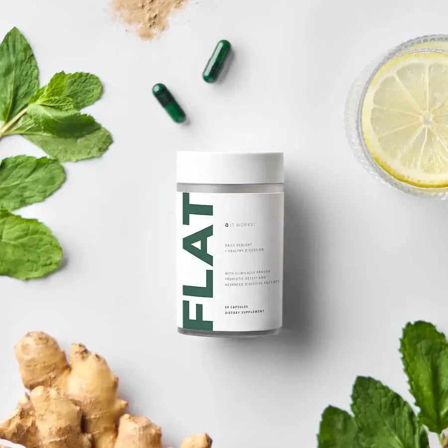 It Works FLAT Daily Debloat + Digestive Wellness 60 capsules per jar