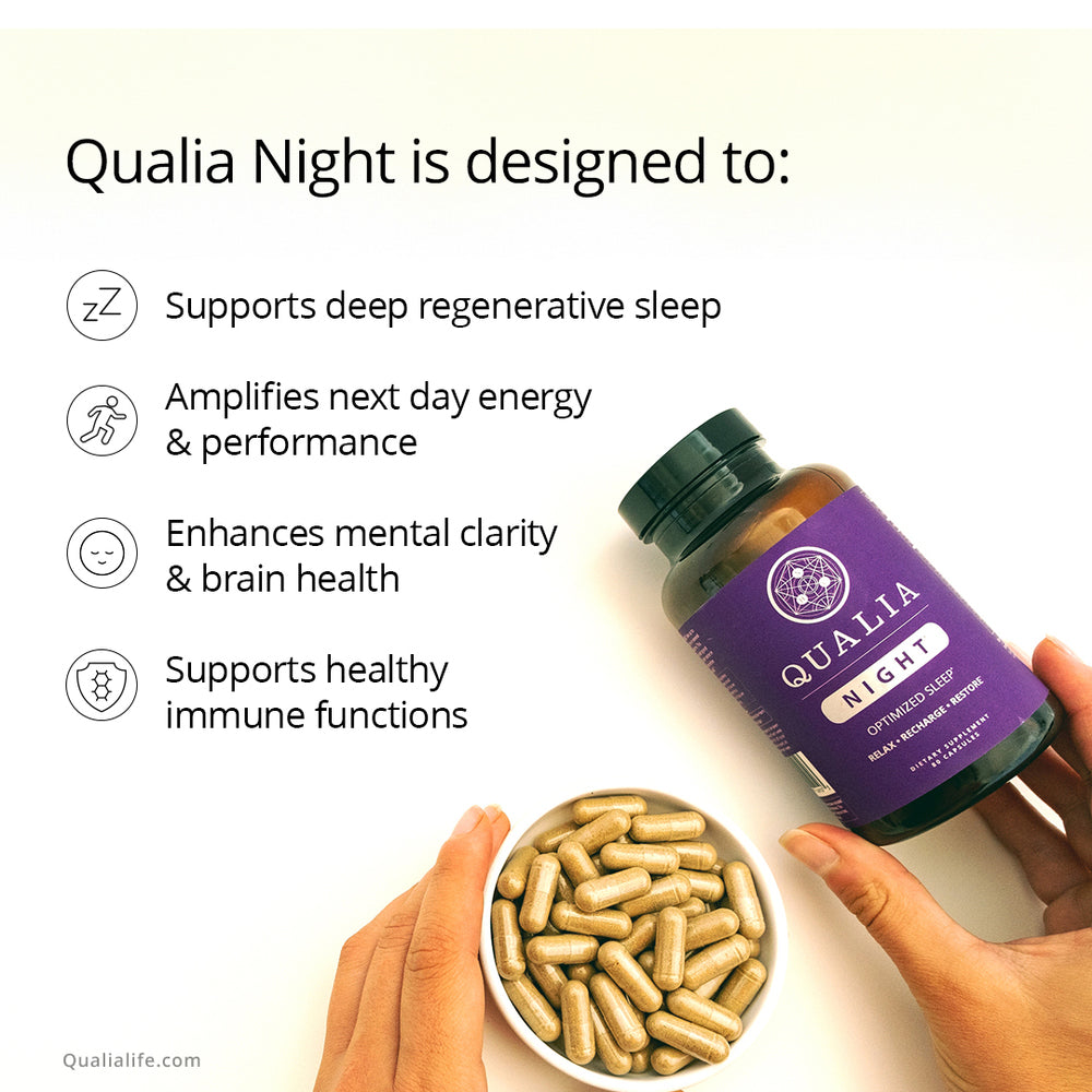 Qualia Night | Natural Support for Deep Restorative Sleep & Morning Energy