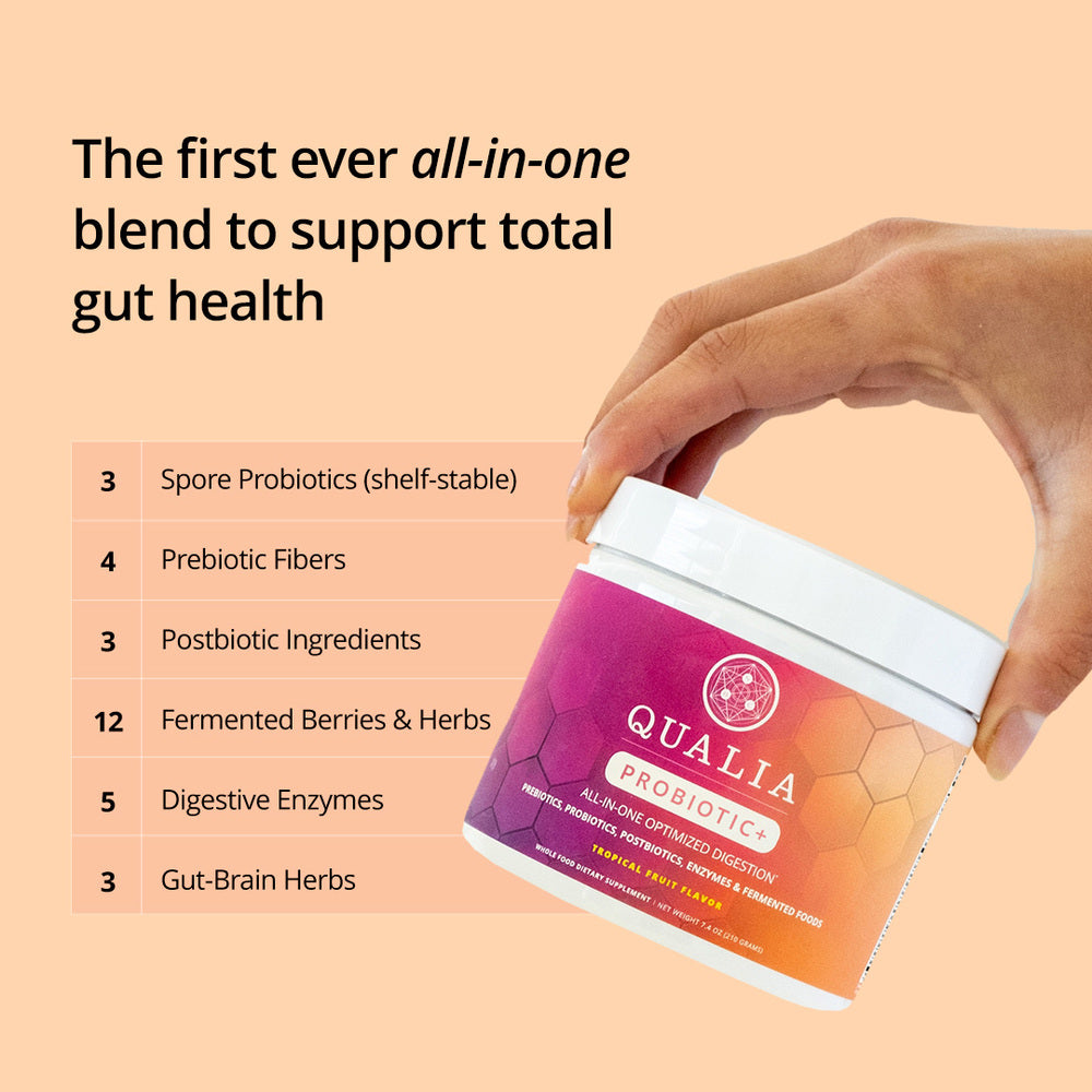 Qualia Probiotic+ | All-in-One Gut Support with Probiotics, Enzymes & Fermented Blend