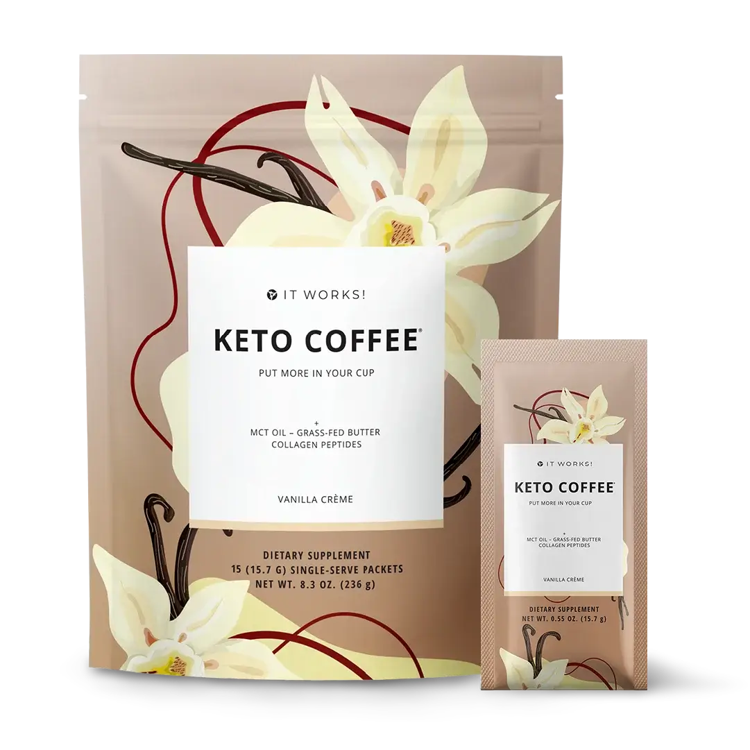 IT WORKS! Keto Coffee – Vanilla Crème | Instant Keto-Friendly Coffee Mix (15 Packets)