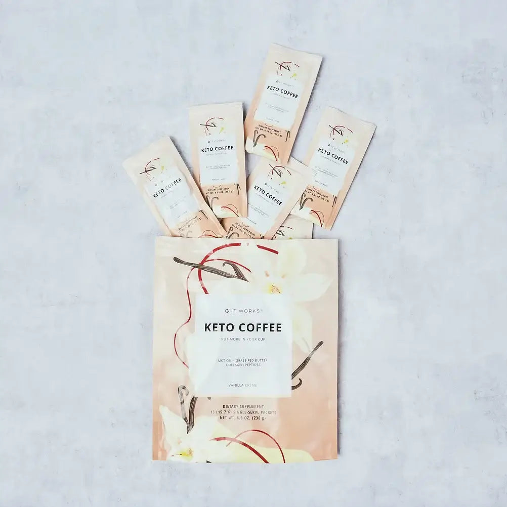 IT WORKS! Keto Coffee – Vanilla Crème | Instant Keto-Friendly Coffee Mix (15 Packets)