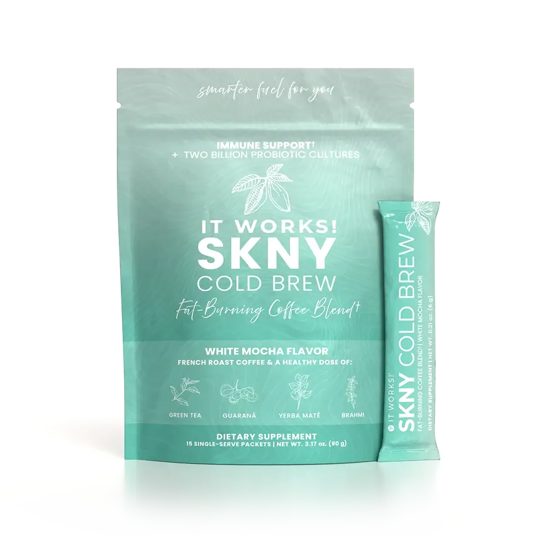 It Works SKNY Cold Brew – White Mocha | Fat-Burning Coffee Blend with Probiotics, 15 Single-Serve Packets