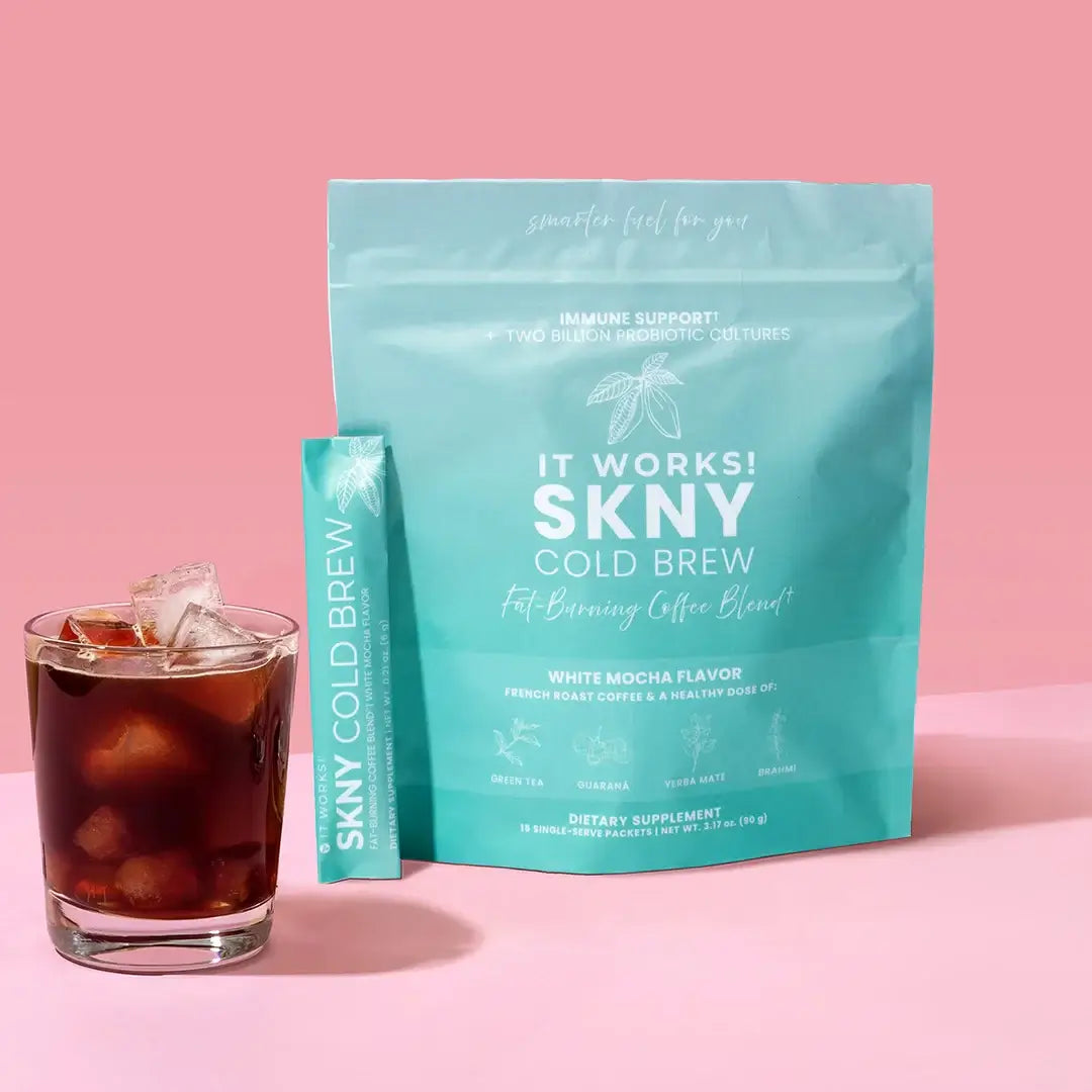 It Works SKNY Cold Brew – White Mocha | Fat-Burning Coffee Blend with Probiotics, 15 Single-Serve Packets