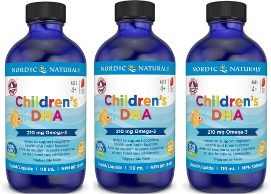 PACK OF 3 – Nordic Naturals Children’s DHA Liquid (Strawberry Flavour) 119 ml / 4 oz