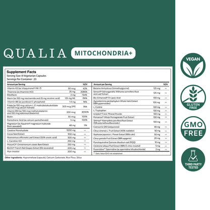 Qualia Mitochondria+ | 34-Ingredient Mitochondrial & Cellular Energy Support