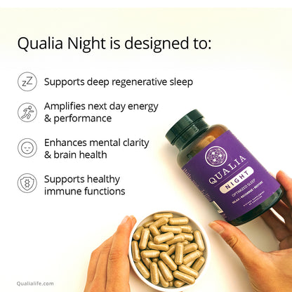 Qualia Night | Natural Support for Deep Restorative Sleep & Morning Energy