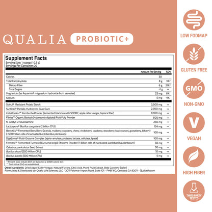 Qualia Probiotic+ | All-in-One Gut Support with Probiotics, Enzymes & Fermented Blend