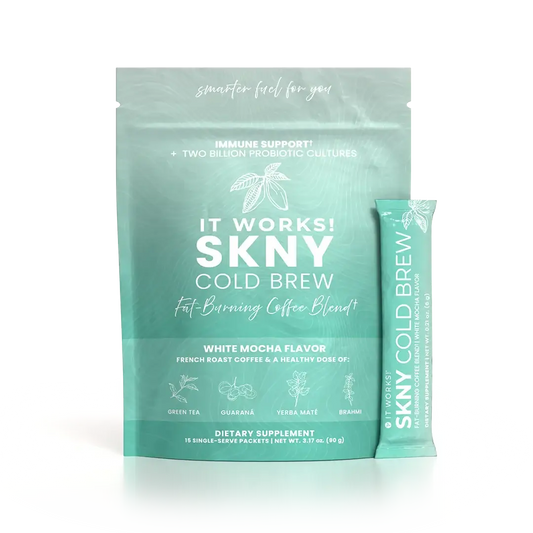 It Works SKNY Cold Brew – White Mocha | Fat-Burning Coffee Blend with Probiotics, 15 Single-Serve Packets