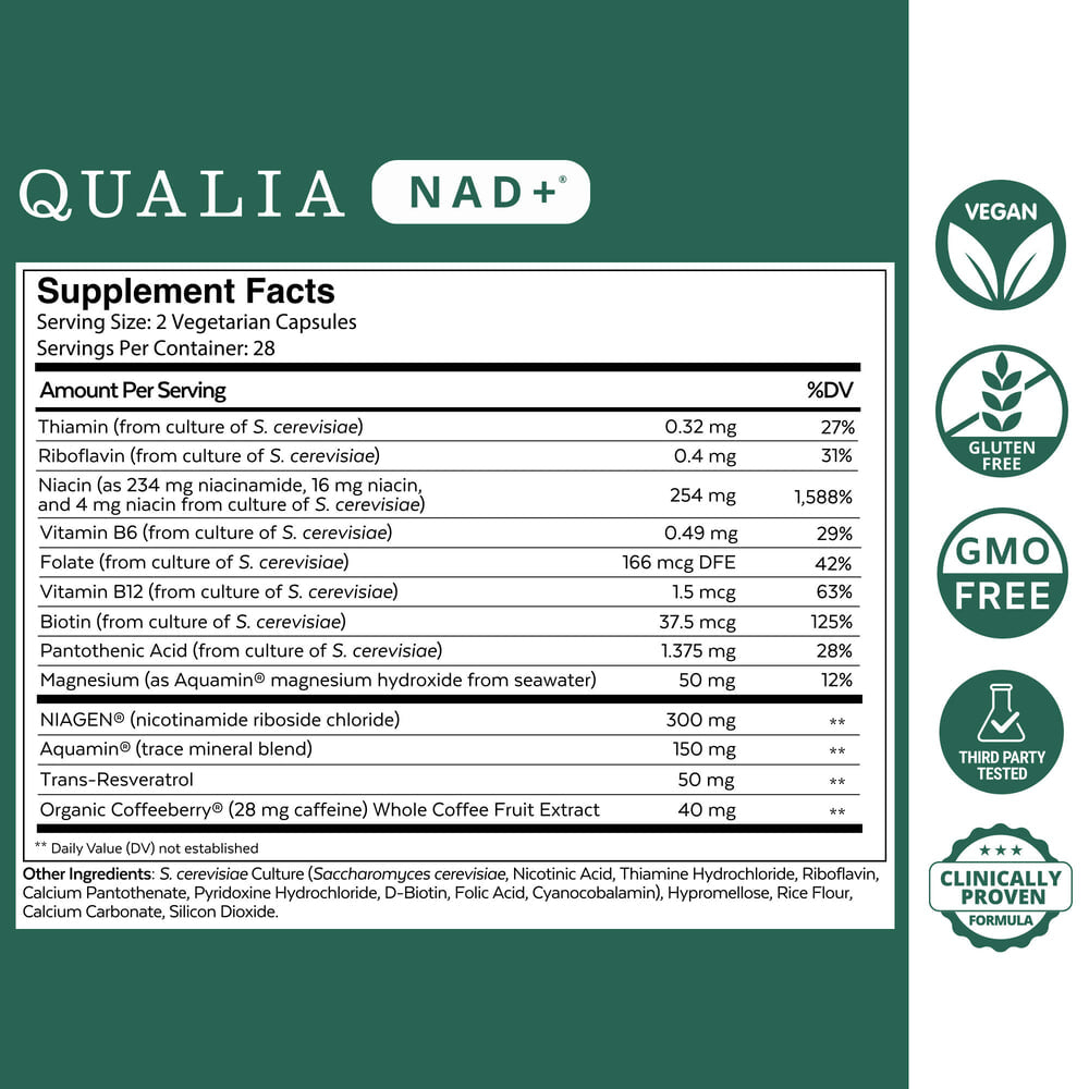 Qualia NAD+ | Advanced Cellular Energy & Vitality Formula | 14 Premium Ingredients